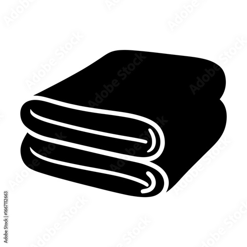 Black and white illustration of neatly folded bath towels or blankets