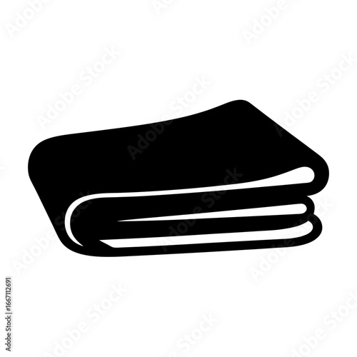 Monochrome illustration of a neatly folded stack of clothing, linen, or towels