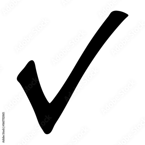 Simple black check mark on a white background confirming agreement or approval
