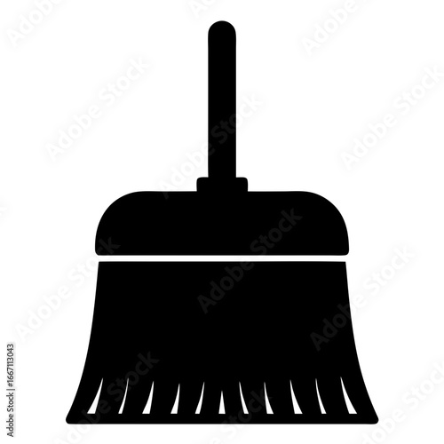 Silhouette of a whisk broom used for sweeping and cleaning surfaces