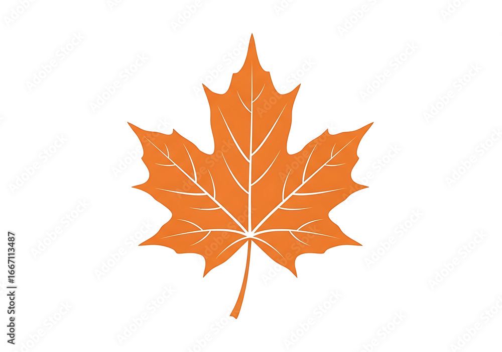 Fototapeta premium Vivid orange maple leaf design against a dark background.