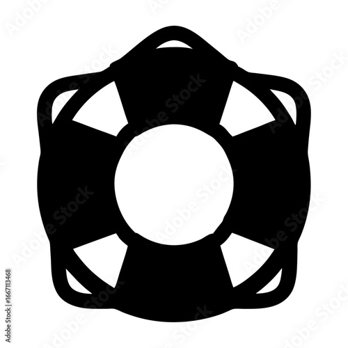 Black and white silhouette of a life preserver or safety floatation device