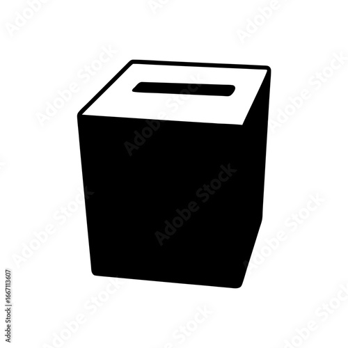 Monochrome Donation Box Illustration with Slot for Contributions and Financial Aid