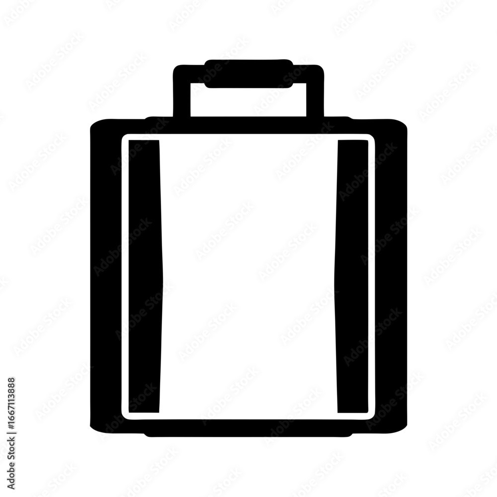 Black and White Suitcase Illustration for Travel and Tourism Purposes