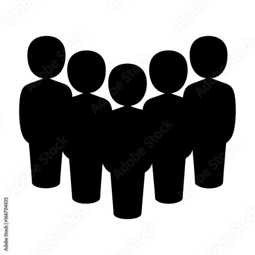 A crowd of people, all represented as basic black silhouette icons