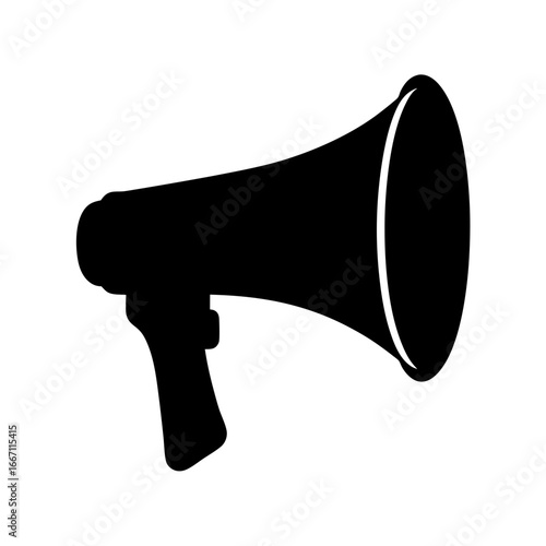 Black silhouette of a megaphone for announcements and loud amplification of voice