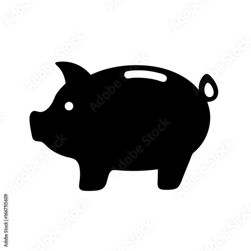 Black silhouette of a piggy bank representing financial savings and wealth accumulation