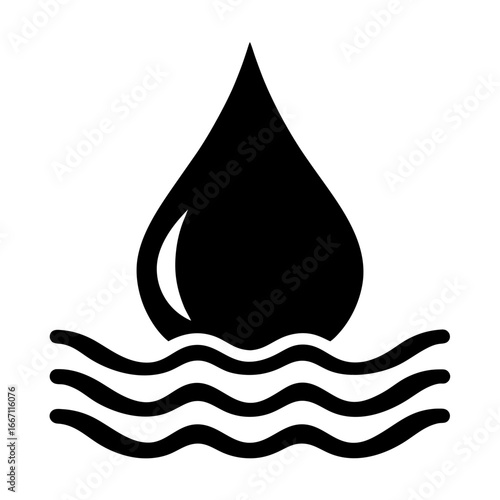 Water drop falling into stylized waves, depicting purity and refreshment