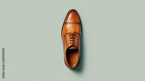 Illustration of an elegant brown leather shoe with laces, showcasing a classic and formal style for business or special occasions, perfect for a sophisticated and refined look