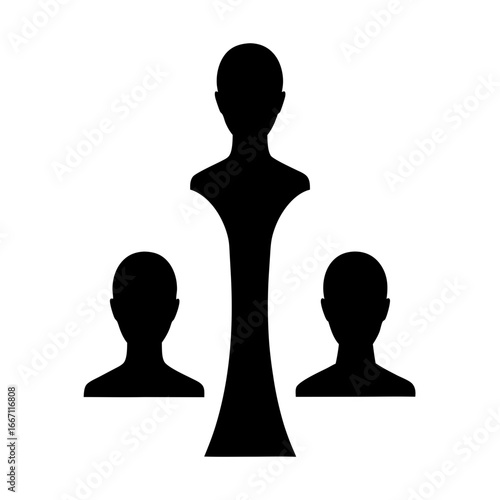 Abstract silhouette representation of leadership over two divisions or departments