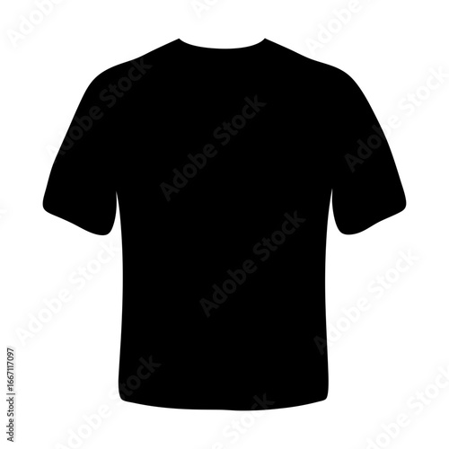 Simple black Tshirt outline with short sleeves and crew neckline display