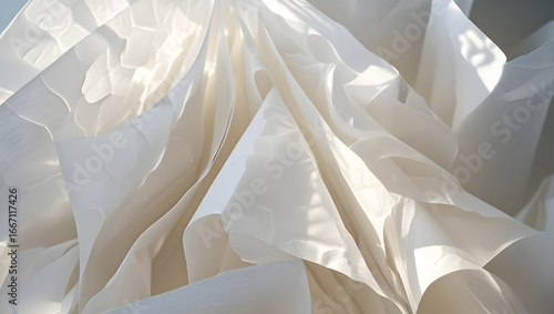 Soft abstract patterns from white tissue paper layers
