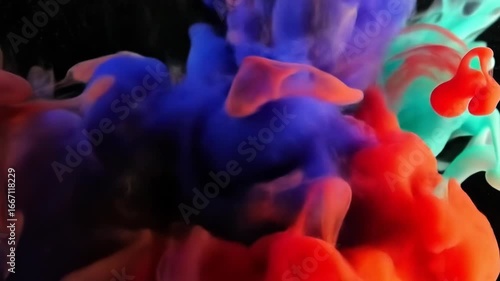 Abstract colorful ink swirling in liquid