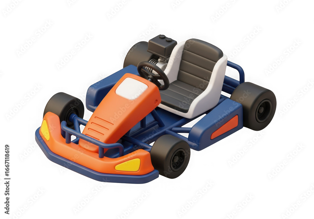 Obraz premium Orange and blue racing go kart isolated on transparent background