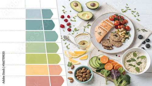 Wallpaper Mural Healthy meal plan with calorie breakdown and fresh ingredients Torontodigital.ca