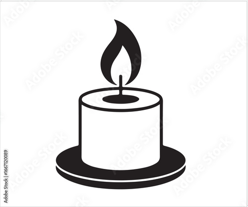 Icon of a candle with a warm flame, symbolizing relaxation and comfort.