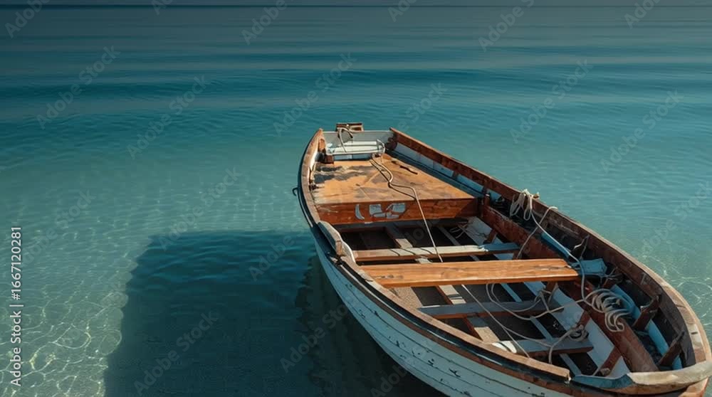 A boat at sea. The sea is clear blue and peaceful...the boat fills the whole picture. In the foreground. Modern and stand wide in the water A boat at sea. The sea is clear blue and peaceful...the boat fills the whole picture. In the foreground. Modern and stand wide in the water