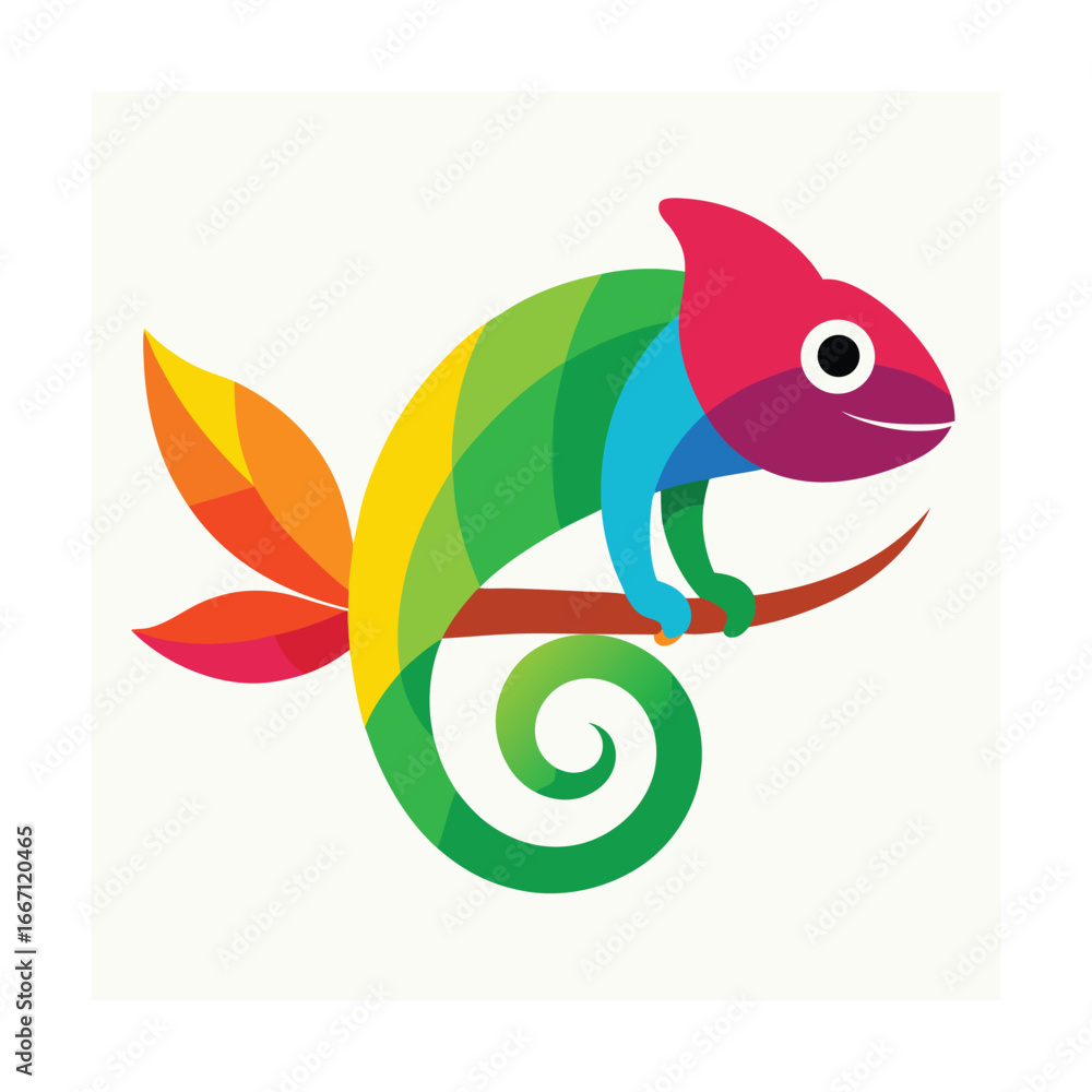 Colorful Chameleon on a Branch lizard reptile Colorful Chameleon on a Branch lizard reptile