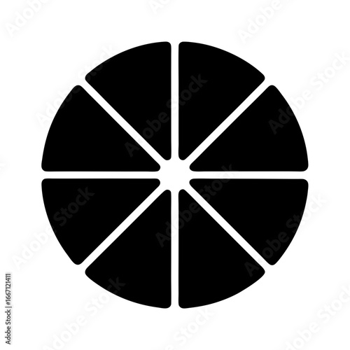 Black and White Slice Pattern Circular Graphic with Rounded Edge Segments