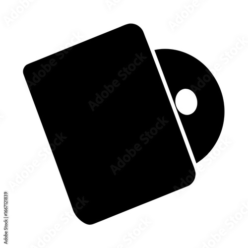Black and White Illustration of a CD or DVD in its Case