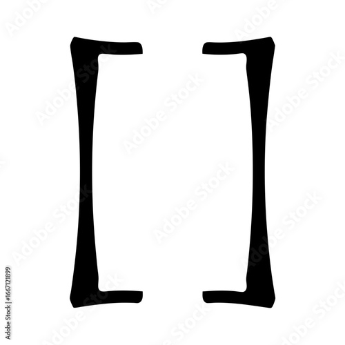 Abstract black brackets outline minimalist representation with negative space as frame
