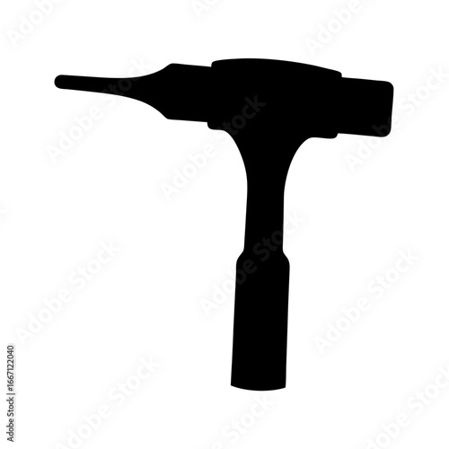 Black Silhouette of a Tack Hammer Tool with a Sharp Point
