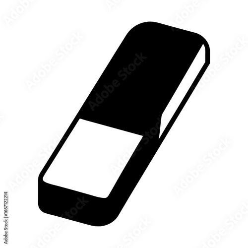 A simple black and white illustration of a rectangular rubber eraser