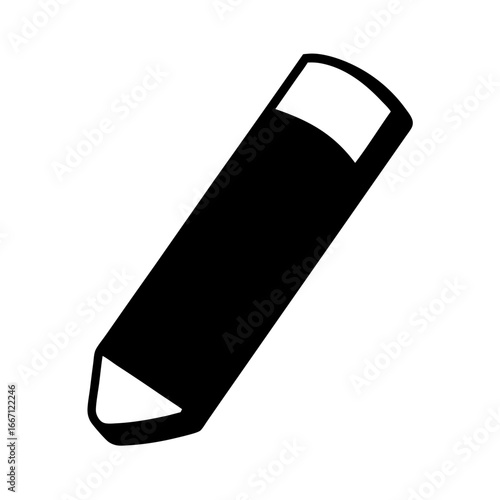 Simple black and white illustration of a pencil with an eraser tip