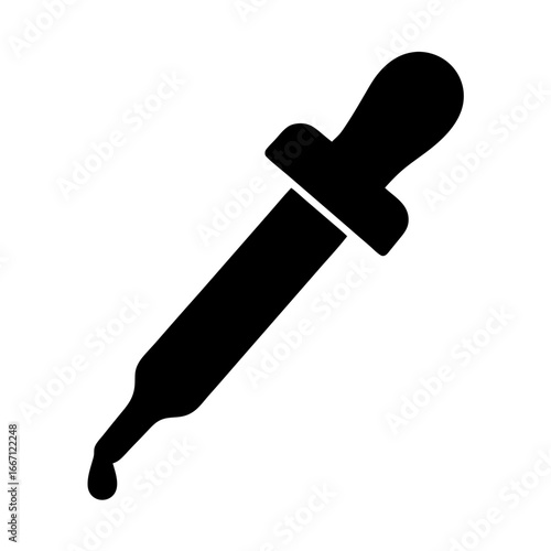 Black silhouette of a dropper or pipette with a single drop.
