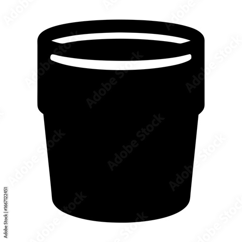 Isolated and Simple Illustration of a Solid Black Flower Pot Shape