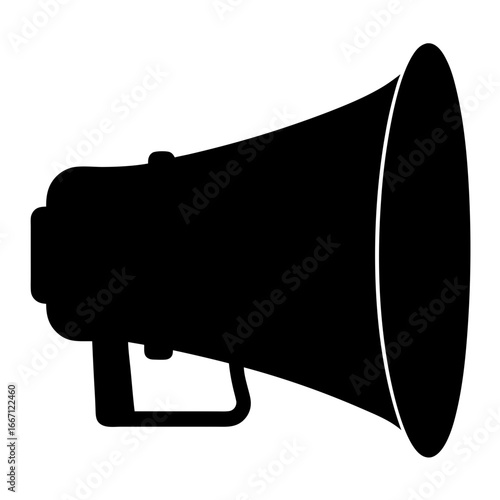 Black Silhouette of a Megaphone Communication Device on a White Background