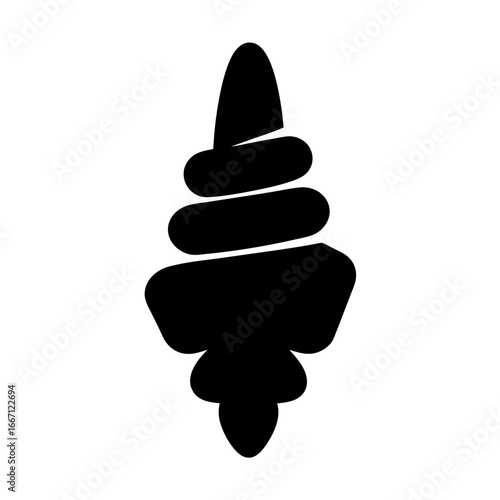 Black silhouette of a stacked stone cairn, zen balance rock formation
