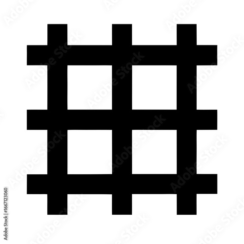 A bold and striking black and white illustration of a simple grid