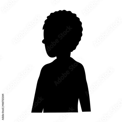 Silhouette of a young person with afro hairstyle looking away from viewer