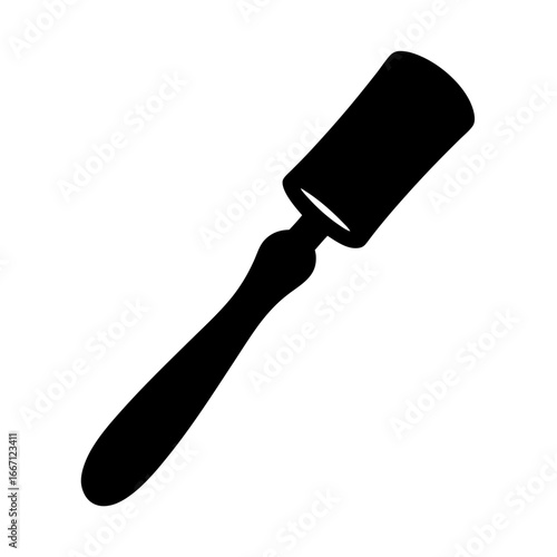 A silhouette illustration of a utility knife or tool with black handle