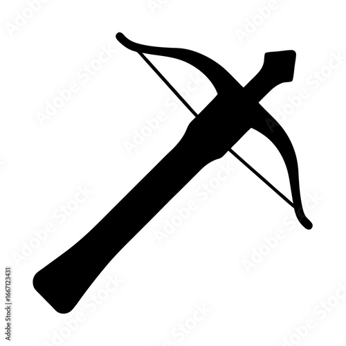 Silhouette of a Crossbow, a Medieval Weapon of War and Hunting