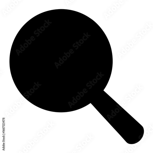 Simple black magnifying glass icon on white background for search applications