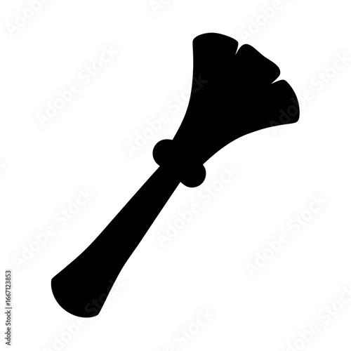 Stylized silhouette of a magic wand or ceremonial staff on a white background