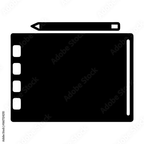 Black clipboard with a pencil on top, perfect for note taking