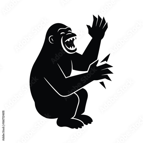 silhouette of a gorilla clapping and laughing 