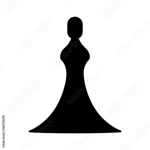 Simple black silhouette of a chess pawn on a white background