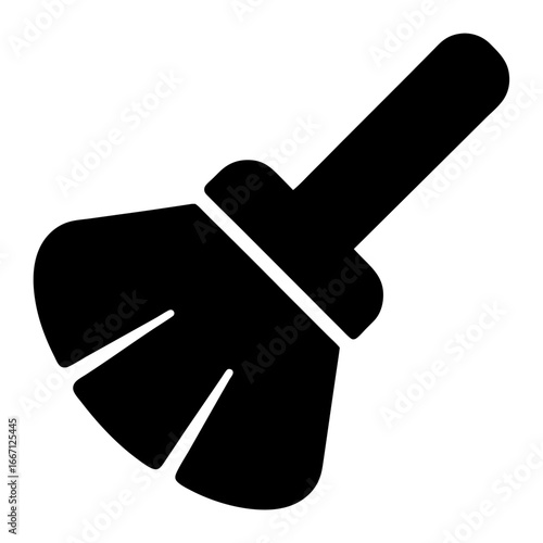 Silhouette of a black brush cleaning tool against a plain white background