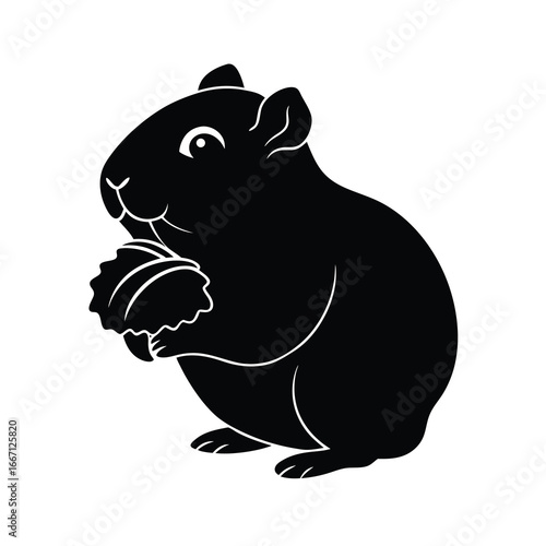  silhouette of a guinea pig giggling while eating