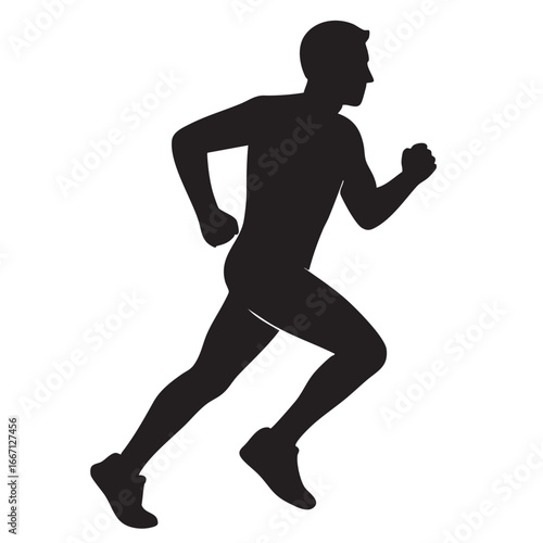 Running Man Silhouette Vector Image Depicting Fitness and Athleticism for Sports Health and Wellness Concepts Isolated on White