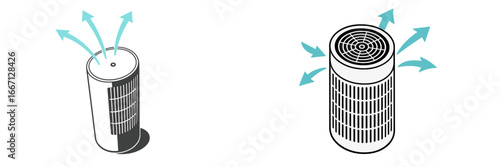 Air Purifier and Fan with Airflow, Minimalist flat design