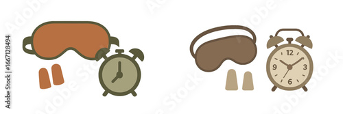 Sleep Mask, Earplugs, and Alarm Clock for Rest, Minimalist flat