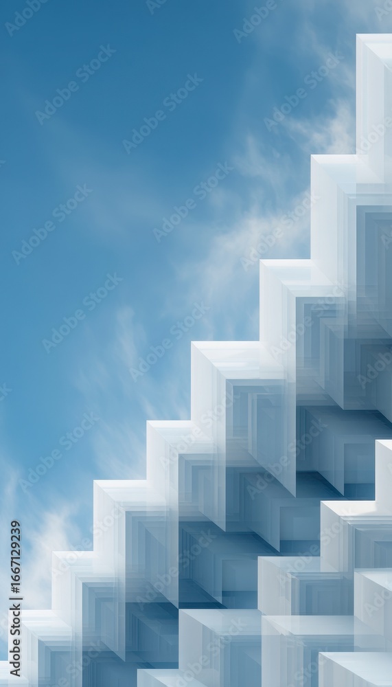 Fototapeta premium Abstract Blue Sky and Cubic Shapes in Perspective