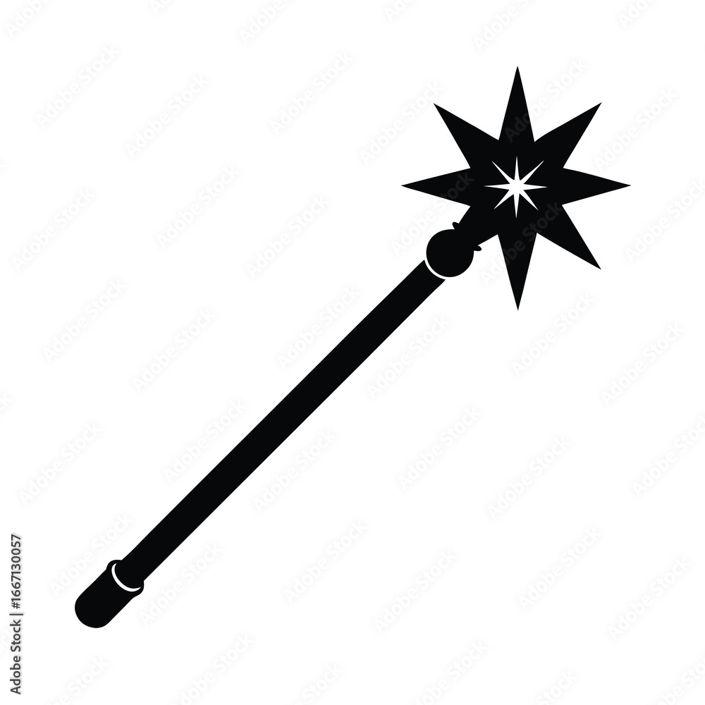 Naklejka premium silhouette of a magic wand on white background 