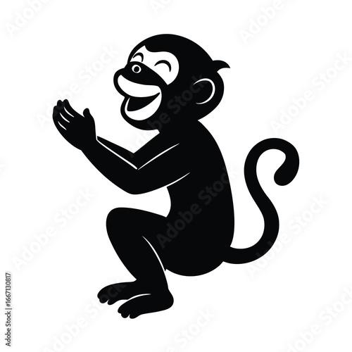 silhouette of a monkey clapping and laughing 
