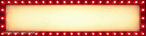 Retro marquee lightbox, blank banner, glowing border, bulb, blank